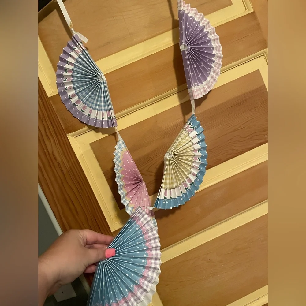 Colorful Fan Garland Party Decoration, Easter, Baby Shower, Spring Decor, 6 feet